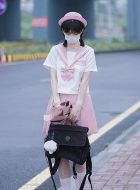 薄荷粉白三本正版关西襟基础款水手服中间服JK制服套装夏季多巴胺