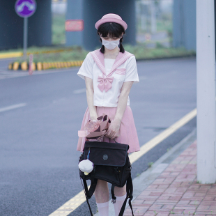 薄荷粉白三本正版关西襟基础款水手服中间服JK制服套装夏季多巴胺