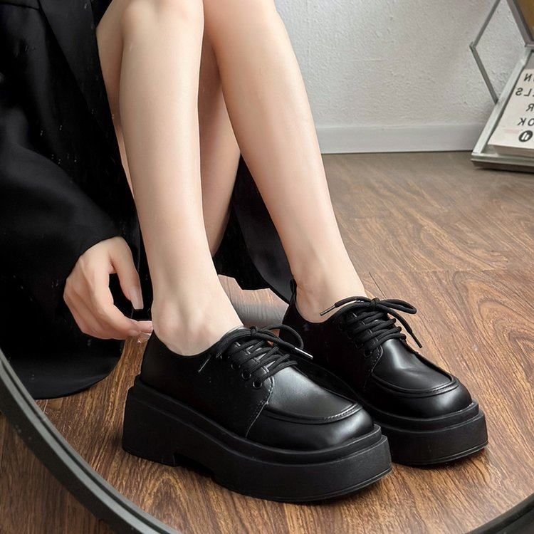 英伦风厚底小皮鞋女2025新款秋冬百搭黑色jk单鞋松糕乐福鞋潮,女鞋,深口单鞋,淘宝优惠券,粉丝福利购,淘宝优惠卷
