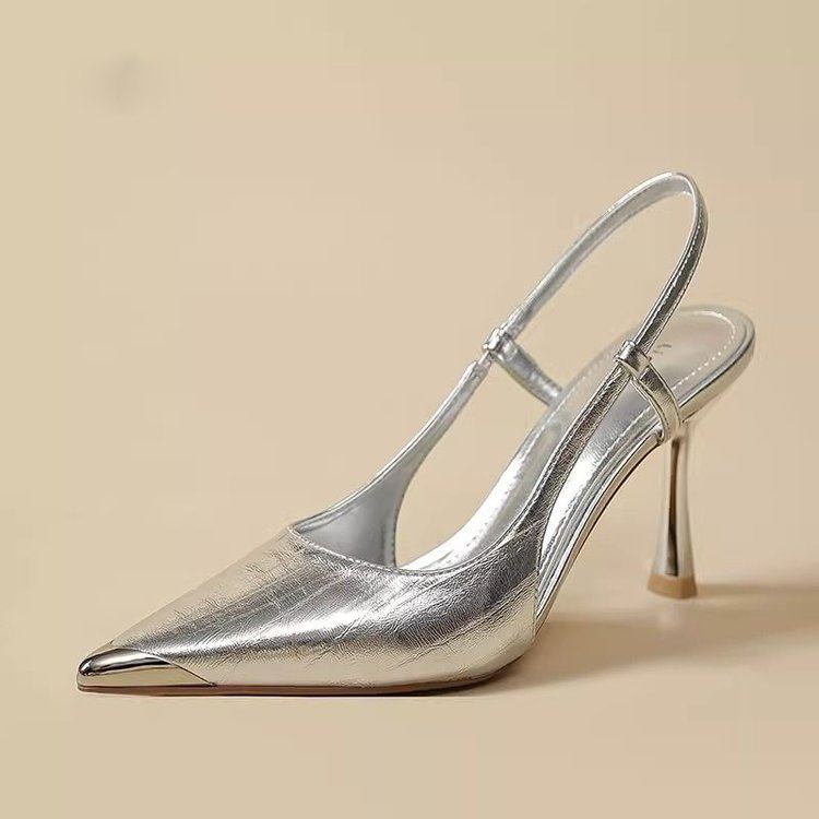 小众设计黑色尖头高跟鞋女配裙子细跟包头凉鞋性感御姐风浅口单鞋,女鞋,时装凉鞋,淘宝优惠券,粉丝福利购,淘宝优惠卷