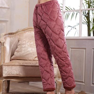 奶奶冬天珊瑚绒夹棉裤子防寒女裤