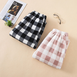 妈妈冬天保暖珊瑚绒睡裤中年妇女宽松直筒长裤加厚阿姨外穿家居裤