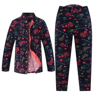 奶奶加绒加厚居家睡衣女老太太防寒棉衣棉服 套装 老人冬装 棉袄棉裤
