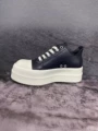 Black and White Leather Low Platform Shoes