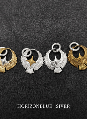 HORIZONBLUE SIVER手工小圆鹰吊坠925纯银男女中性款复古老鹰项链