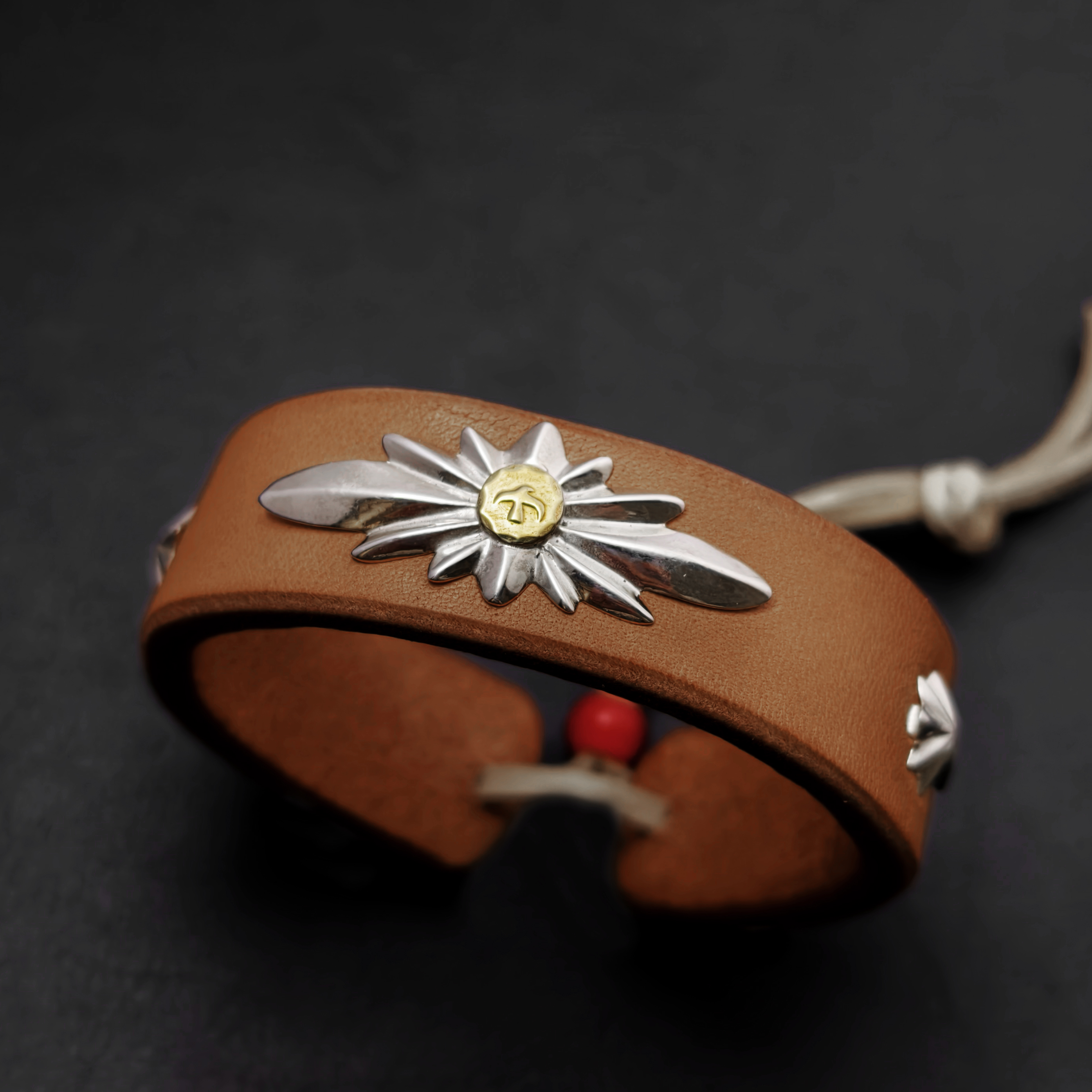 古高桥吾郎潮枥木平打剑画皮手环925银可调节皮绳手镯男女潮流