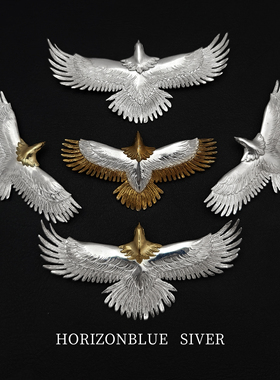 HORIZONBLUE SIVER大号老鹰风格吊坠925银项链男潮机车风手工坠子