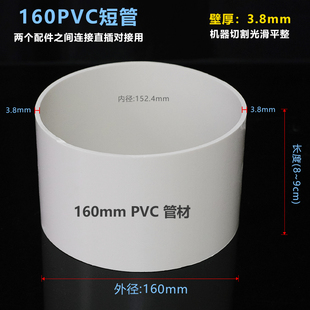 外径160mmPVC短管油烟机管配件塑料管子长度定制5 10 15 20 100cm