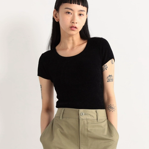 Дышащая приталенная футболка с коротким рукавом, круглый воротник