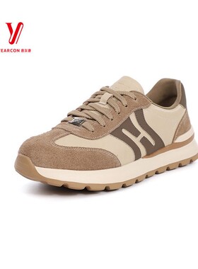 意尔康百搭男鞋新款2025运动5531AE58553A厚底皮面休闲鞋秋季拼色