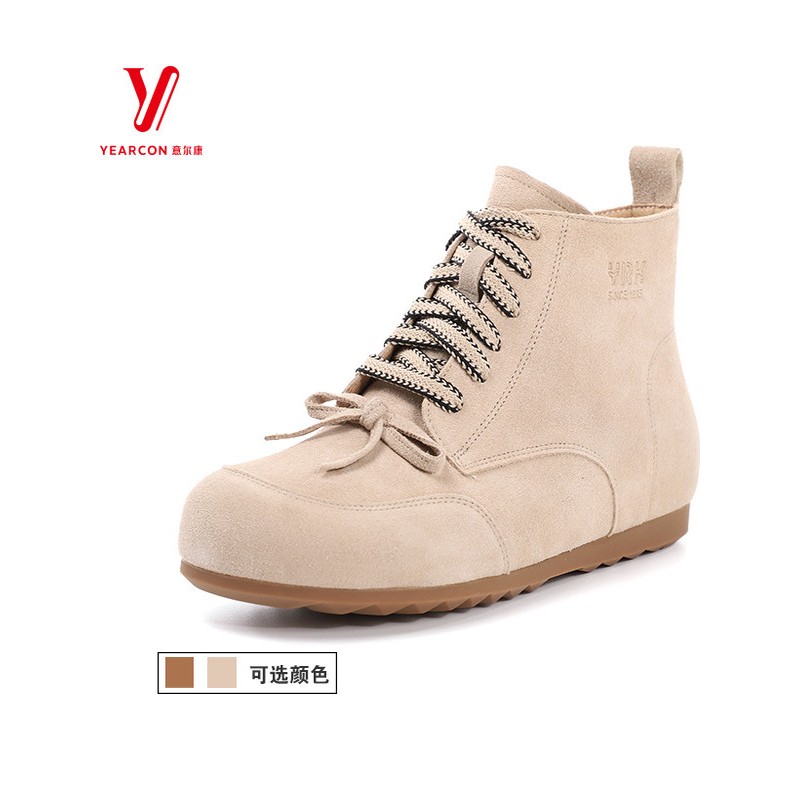 意尔康2025新款秋季舒适软底5663AH13038Y时尚跟靴子平女鞋高帮鞋
