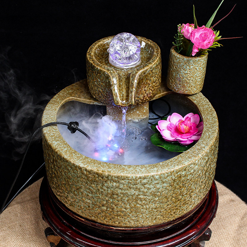 陶瓷招财摆件客厅加湿器鱼缸