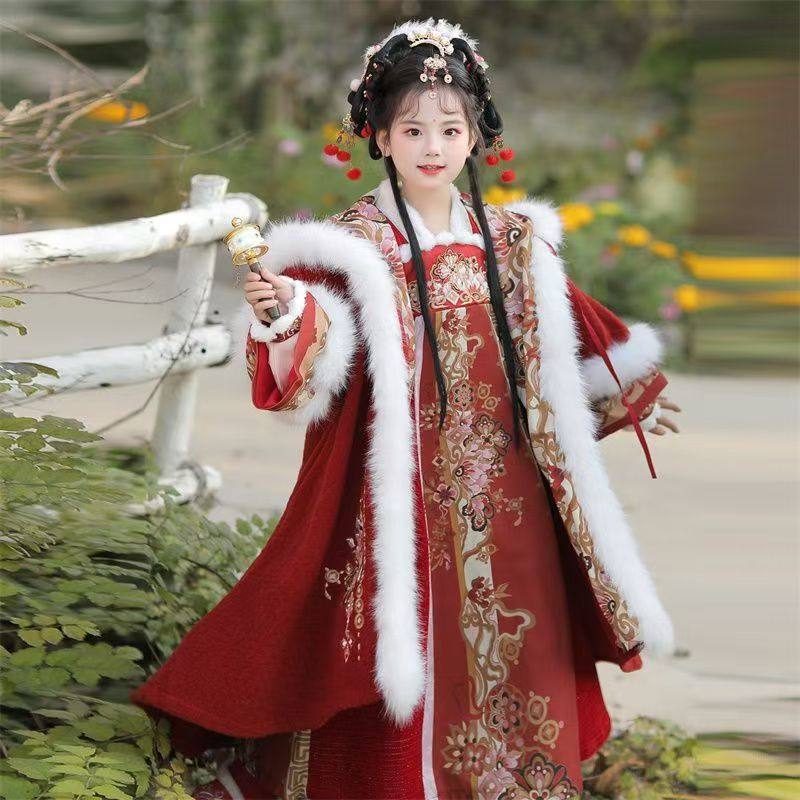 汉服女童冬小财神国风唐装加绒加厚外套刺绣女孩连衣裙拜年服套装,童装/婴儿装/亲子装,汉服,淘宝优惠券,粉丝福利购,淘宝优惠卷