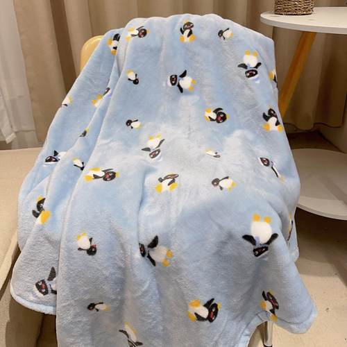 pingu呆萌企鹅毛毯加厚法兰绒