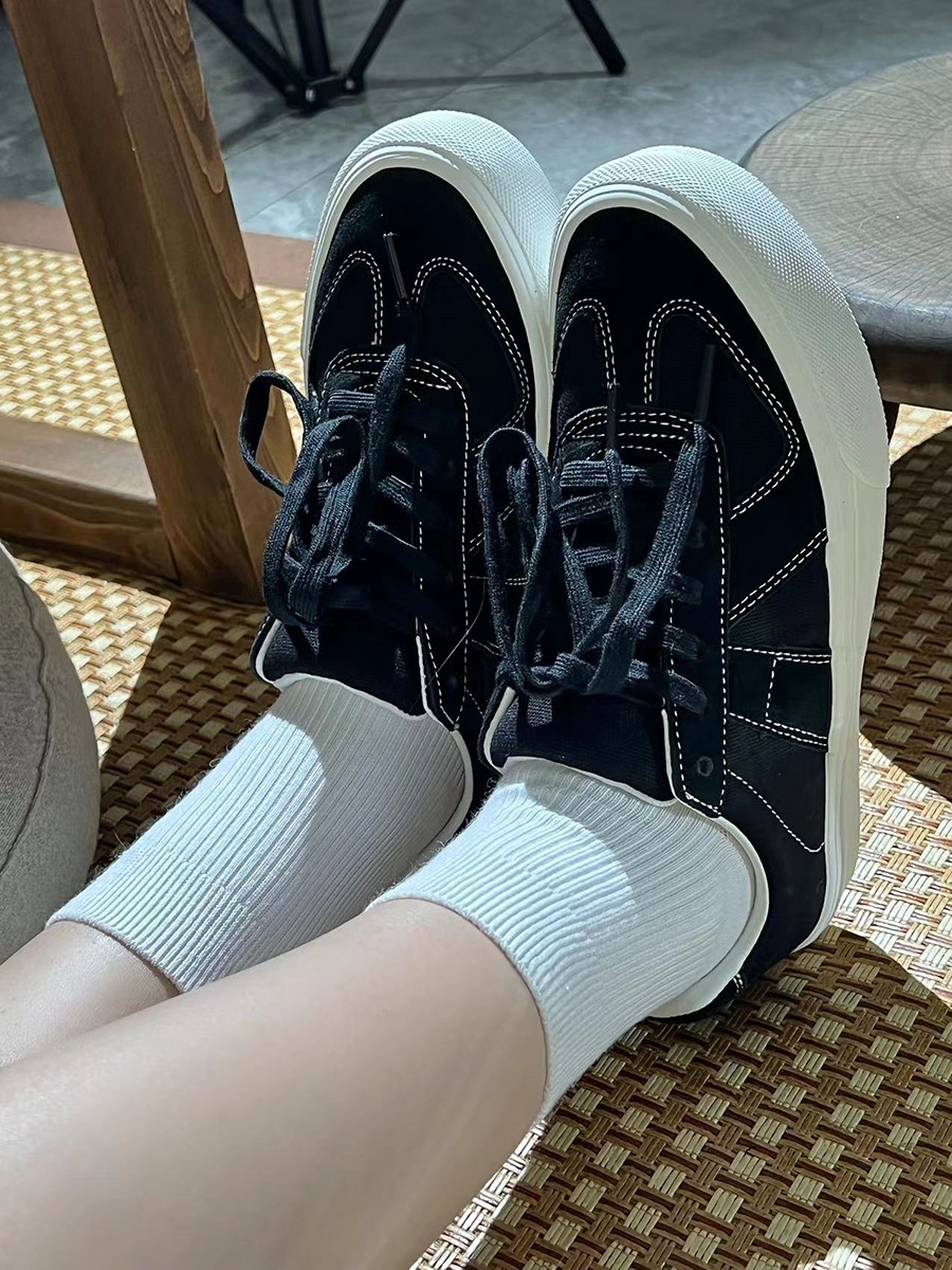 帆布翻毛皮滑板鞋极路客透气系带