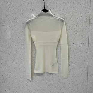 气质优雅微透色半高领细羊毛打底衫针织衫女修身高级感上衣