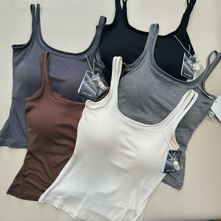 蚕丝chao舒服凉快弹力纯色胸垫小吊带真丝双肩带背心