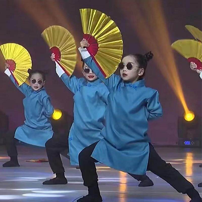 儿童演出服说书人舞蹈服男女童相声民国大褂扇子舞蹈表演服