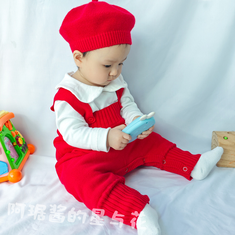 3个月婴儿4针织5春秋装6背带裤男女宝宝7衣服8小童毛线裤子套装9