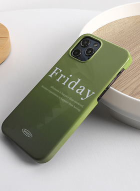 WooHo原创ins简约英文字母芥末绿色苹果14手机壳适用iphone13promax二合一菲林硬壳12不会撞壳11安卓机型定制