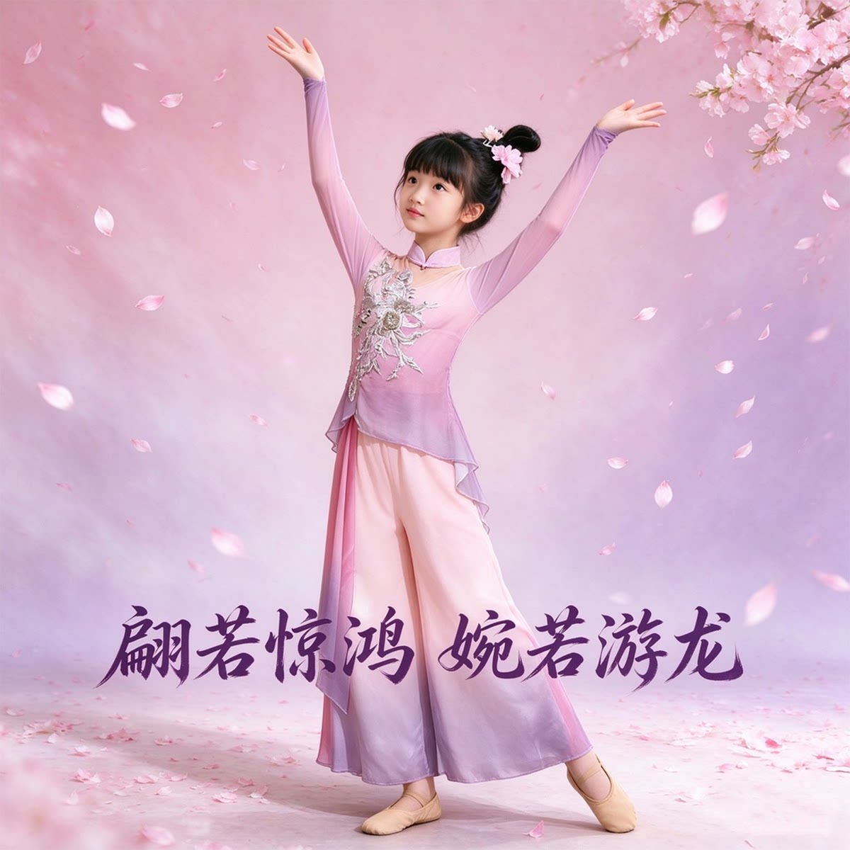 光亮惊鸿立春桃花笑女童演出服