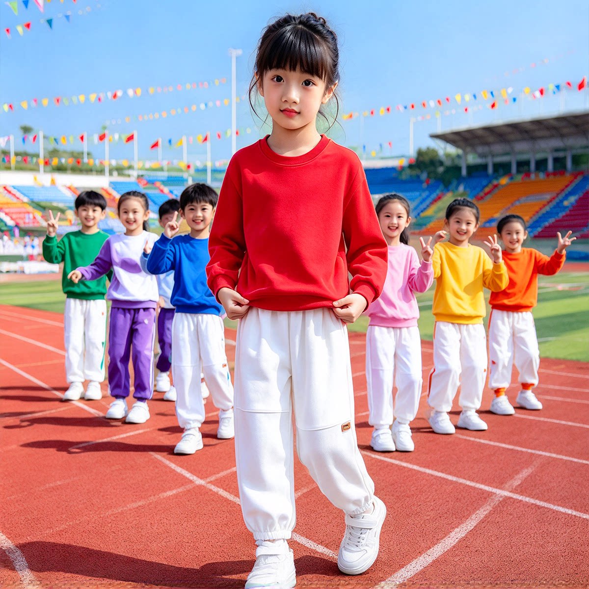 快乐指南舞蹈啦啦队演出服小学生幼儿园合唱运动会开幕式校服套装