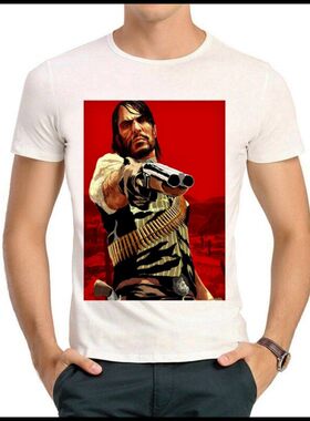 Red Dead Redemption T-shirt 荒野大镖客 T恤 白色短袖 T恤 男女