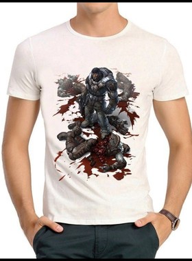 gears of war T-shirt 战争机器 T恤 欧美 潮流白色  T恤 男女