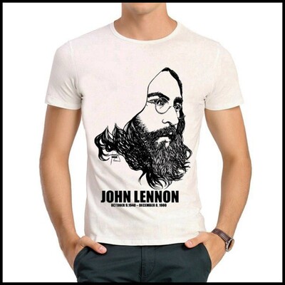 john lennon T-shirt 名人T恤 约翰列侬 T恤 白色 短袖 T恤 男女
