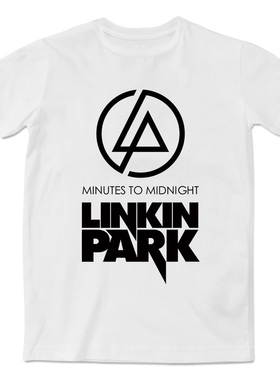 黑色林肯公园Linkin Park图案短袖T恤休闲潮男嘻哈摇滚街舞文化衫