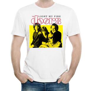 大门乐队T恤衫白色欧美风短袖夏季流行衣服男女The Doors T-shirt
