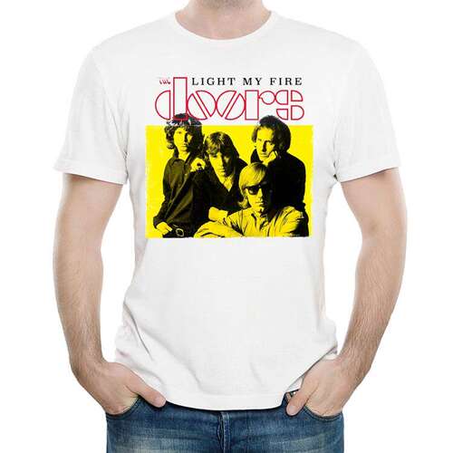 大门乐队T恤衫白色欧美风短袖夏季流行衣服男女The Doors T-shirt