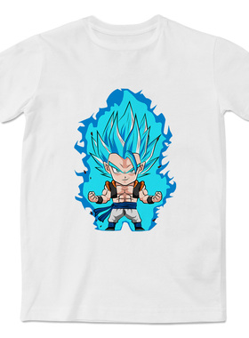 动漫龙珠超之孙悟空赤壁蓝色超级赛亚人之神短袖印花T恤文化衫男