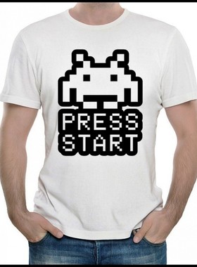 游戏小蜜蜂 T恤 白色短袖 太空入侵者T恤 Space Invader t-shirt