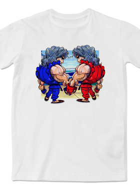 经典街机街头霸王之蓝色肯VS红色肯超酷休闲游戏短袖T恤文化衫男