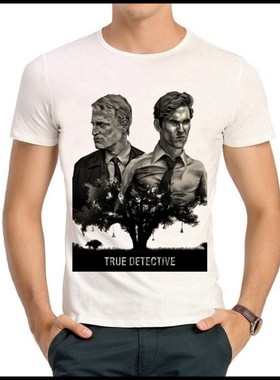 True Detective T-shirt 真探 T恤 白色 短袖  真相如探 美剧 T恤