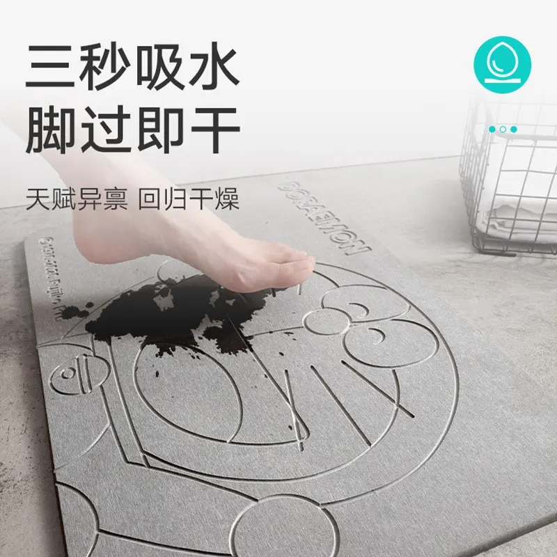 哆啦A梦家用硅藻泥地垫卫生间进门防滑脚垫卡通吸水速干地垫zh