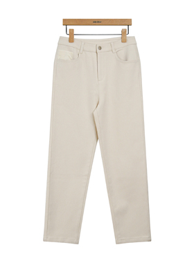 oldcolour冬白色简约休闲通勤百搭直筒加绒牛仔裤女P451102A1-699