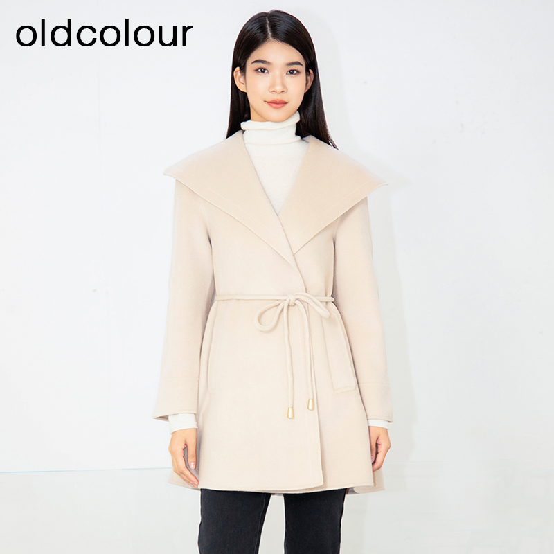 oldcolour冬季新品简约通勤收腰气质双面呢羊毛外套女BQ431510A1