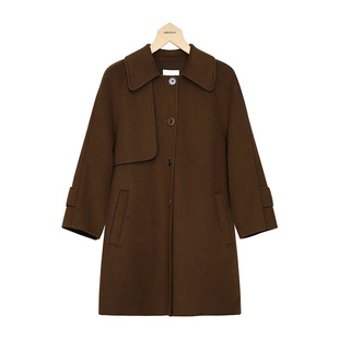 oldcolour羊毛大衣冬季新款简约气质中款双面毛呢外套女O41152160