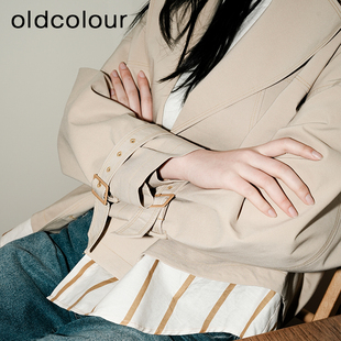 oldcolour短款风衣外套2023春季文艺气质休闲上衣女GP11047602