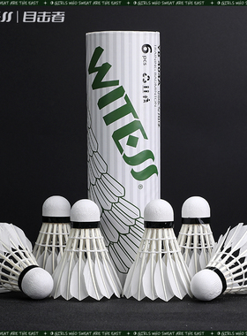 WITESS目击者羽毛球耐打6只装打不烂耐打王鹅毛球训练球专用404A