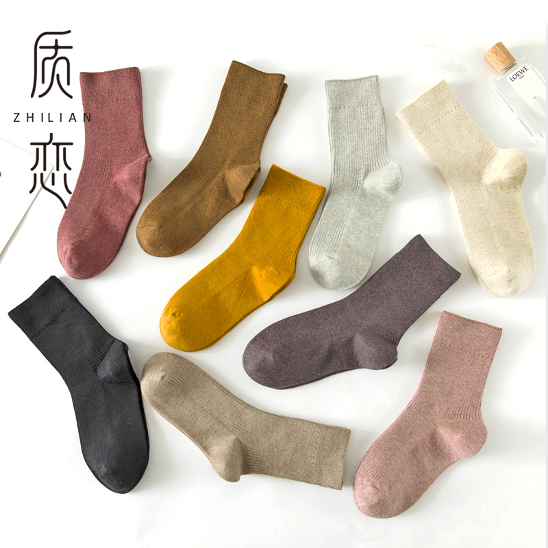 袜子女春秋无骨中筒袜