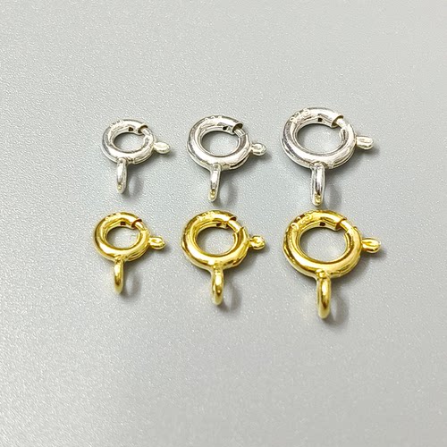 S925纯银弹簧扣项链接头diy珍珠手链配件扣头链扣银扣头锁扣卡扣