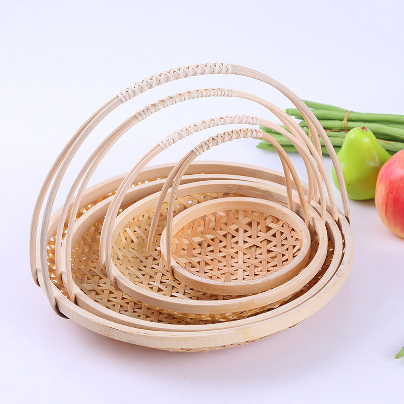 纯手工竹编手提篮米箩筐小吃篮饭店竹制品水果竹篮子农家用幼儿园