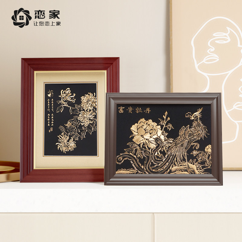 恋家桌面摆件铜板画简约现代办公室餐厅墙上装饰高级感定制潮流