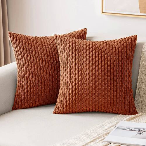 Fall Decorative Throw Pillow Covers Soft Corduroy Boho Strip