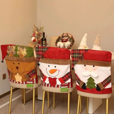 Christmas Chair Back Elastic Stretch Cover Santa Clause Holi
