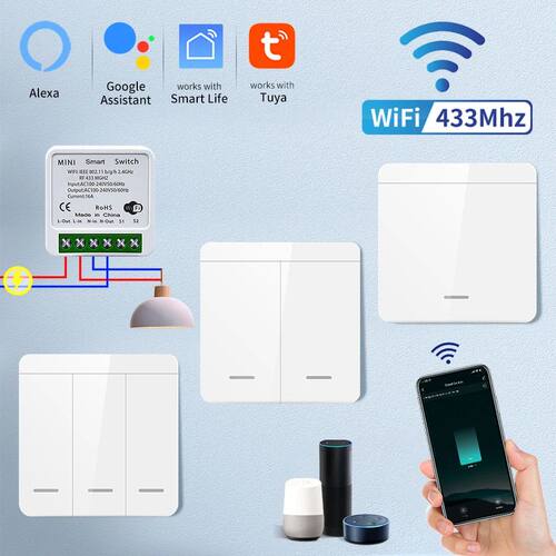 Tuya Smart WiFi Switch For Lighting RF433MHz Wireless Switch