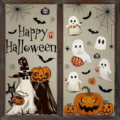 Halloween Window Stickers Pumpkin Living Room Glass Window D